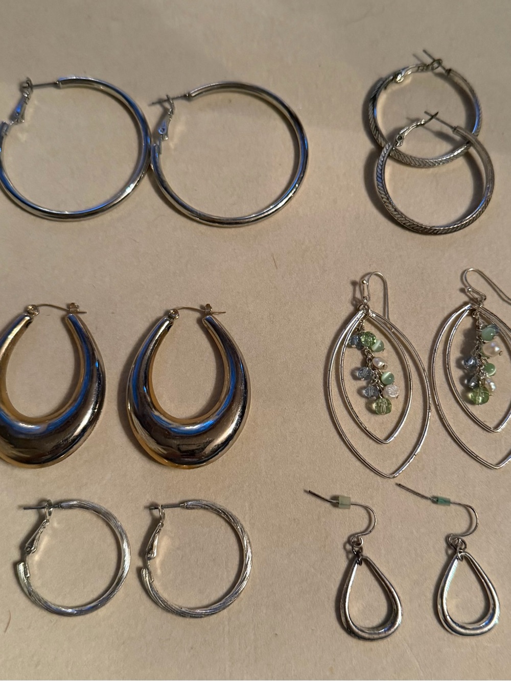 6 Pair Silver Tone Hoop & Drop Earring Set - Elegant Silver Jewelry Collection